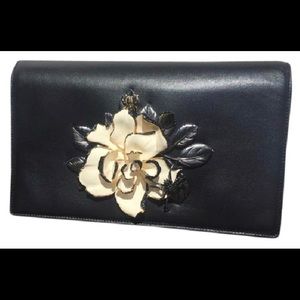 ROBERTO CAVALLI Lambskin Leather Flowers Clutch
